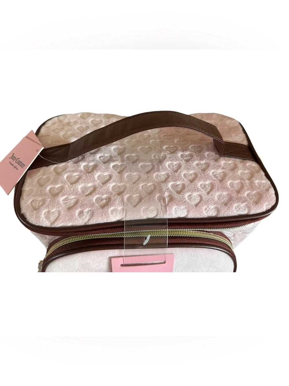 Juicy Couture Pink Velvet Cosmetic Case with Gold Crest